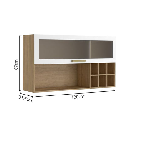 Mueble Superior de Cocina Blanco 120x67cm Con Una Puerta Traslúcida - MUEBLES SUPERIORES DE COCINA | Bylmo