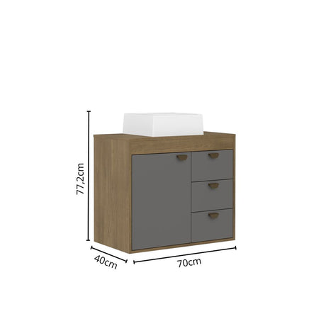 Mueble para Lavamanos Gris 70x77.2cm Sin Lavamanos y Con Tres Cajones - MUEBLES PARA LAVAMANOS | Bylmo