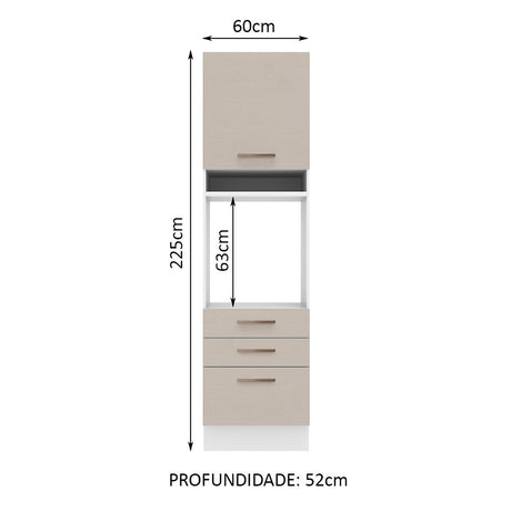 Mueble Auxiliar de Cocina Agata Blanco y Crema 60x225cm Con Patas y Mesón de Madera - BARRAS Y MUEBLES AUXILIARES | Bylmo
