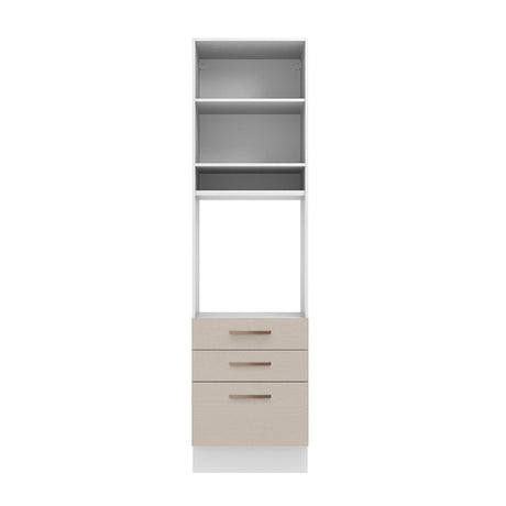 Mueble Auxiliar de Cocina Agata Blanco y Crema 60x225cm Con Patas y Mesón de Madera - BARRAS Y MUEBLES AUXILIARES | Bylmo