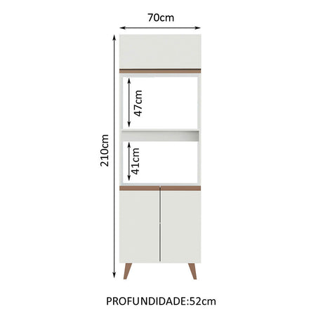 Mueble Auxiliar de Cocina reims Blanco 70x210cm Con Patas y Mesón de Madera - BARRAS Y MUEBLES AUXILIARES | Bylmo