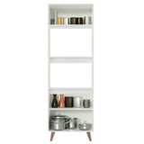 Mueble Auxiliar de Cocina Reims Blanco 70x210cm Con Patas y Mesón de Madera