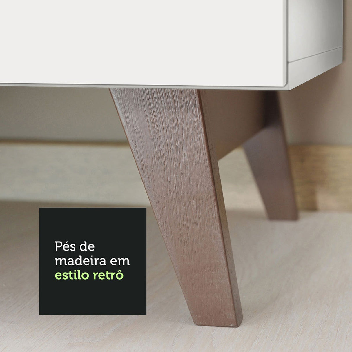 Mueble Auxiliar de Cocina Reims Blanco 70x210cm Con Patas y Mesón de Madera