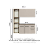 Cocina Easy Marron y Crema 120x136cm con Mesón y sin Pozuelo - COCINAS | Bylmo