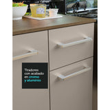 Cocina Easy Marron y Crema 120x136cm con Mesón y sin Pozuelo - COCINAS | Bylmo
