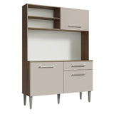 Cocina Life Marron y Crema 120x168cm con Mesón y sin Pozuelo - COCINAS | Bylmo
