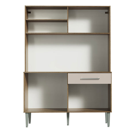 Cocina Life Marron y Crema 120x168cm con Mesón y sin Pozuelo - COCINAS | Bylmo