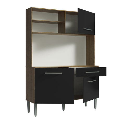 Cocina Life Marron y Negro 120x168cm con Mesón y sin Pozuelo - COCINAS | Bylmo