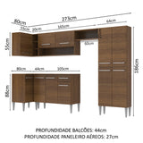 Cocina Integral Emilly Sun Marron 353x186cm con Mesón y sin Pozuelo - COCINAS | Bylmo