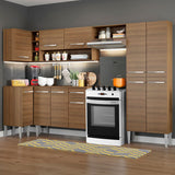 Cocina Integral Emilly Sun Marron 353x186cm con Mesón y sin Pozuelo - COCINAS | Bylmo