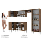Cocina Integral Emilly Sun Marron 353x186cm con Mesón y sin Pozuelo - COCINAS | Bylmo