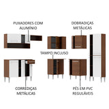 Cocina Integral Emilly Ice Blanco y Marron 417x186cm con Mesón y sin Pozuelo - COCINAS | Bylmo