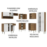 Cocina Integral Emilly Marron 417x186cm con Mesón sin Pozuelo y Un Cajón - COCINAS | Bylmo