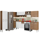 Cocina Integral Emilly Moon Blanco y Marron 481x186cm con Mesón y sin Pozuelo - COCINAS | Bylmo