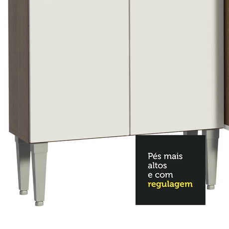 Cocina Integral Emilly Moon Blanco y Marron 481x186cm con Mesón y sin Pozuelo - COCINAS | Bylmo