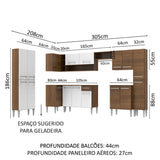 Cocina Integral Emilly Live Blanco y Marron 513x186cm con Mesón y sin Pozuelo - COCINAS | Bylmo