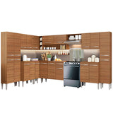 Cocina Integral Emilly Big Marron 513x186cm con Mesón y sin Pozuelo - COCINAS | Bylmo