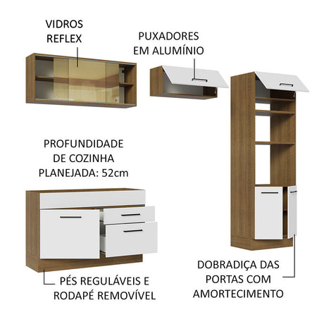 Cocina Integral Agata Marron y Blanco 270x225cm sin Mesón sin Pozuelo y Siete Puertas - COCINAS | Bylmo