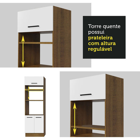 Cocina Integral Agata Marron y Blanco 270x225cm sin Mesón sin Pozuelo y Siete Puertas - COCINAS | Bylmo