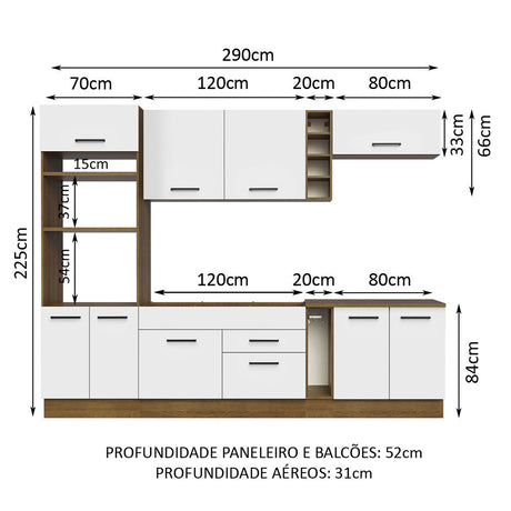 Cocina Integral Agata Marron y Blanco 290x225cm sin Mesón y sin Pozuelo - COCINAS | Bylmo