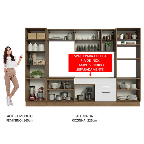 Cocina Integral Agata Marron y Blanco 330x225cm sin Mesón y sin Pozuelo - COCINAS | Bylmo