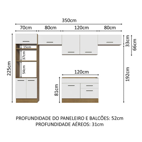 Cocina Integral Agata Marron y Blanco 350x225cm sin Mesón y sin Pozuelo - COCINAS | Bylmo