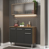 Cocina Integral Emilly Marron y Negro 105x186cm con Mesón y sin Pozuelo - COCINAS | Bylmo