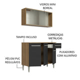 Cocina Integral Emilly Marron y Negro 105x186cm con Mesón y sin Pozuelo - COCINAS | Bylmo