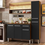 Cocina Integral Emilly Art Marron y Negro 137x186cm con Mesón y sin Pozuelo - COCINAS | Bylmo