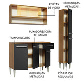 Cocina Integral Emilly Art Marron y Negro 137x186cm con Mesón y sin Pozuelo - COCINAS | Bylmo