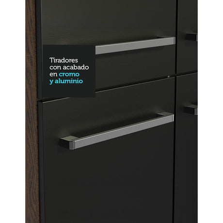 Cocina Integral Emilly Marron y Negro 137x186cm con Mesón de Madera y sin Pozuelo - COCINAS | Bylmo