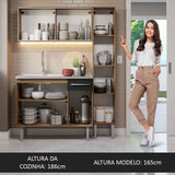 Cocina Integral Emilly Marron y Negro 137x186cm con Mesón de Acero y con Pozuelo - COCINAS | Bylmo