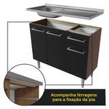 Cocina Integral Emilly Marron y Negro 137x186cm con Mesón y Pozuelo de Acero - COCINAS | Bylmo