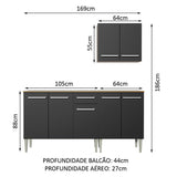 Cocina Integral Emilly Free Marron y Negro 169x186cm con Mesón de Madera - COCINAS | Bylmo