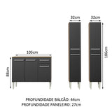 Cocina Integral Emilly Front Marron y Negro 169x186cm con Mesón y sin Pozuelo - COCINAS | Bylmo