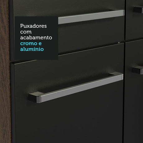 Cocina Integral Emilly Front Marron y Negro 169x186cm con Mesón y sin Pozuelo - COCINAS | Bylmo