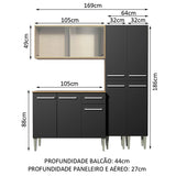 Cocina Integral Emilly Fly Marron y Negro 169x186cm con Mesón y sin Pozuelo - COCINAS | Bylmo