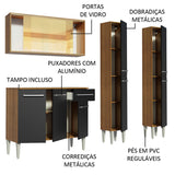 Cocina Integral Emilly Voice Marron y Negro 169x186cm con Mesón y sin Pozuelo - COCINAS | Bylmo