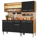 Cocina Integral Emilly Dance Marron y Negro 169x186cm con Mesón y sin Pozuelo - COCINAS | Bylmo