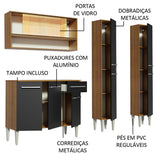 Cocina Integral Emilly Winter Marron y Negro 169x186cm con Mesón y sin Pozuelo - COCINAS | Bylmo