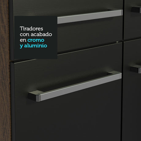 Cocina Integral Emilly 169x186x44 Marron y Negro Moderna Espaciosa y Duradera. - COCINAS | Bylmo