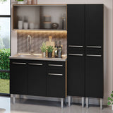 Cocina Integral Emilly 169x186 Marrón y Negro MDP Duradero - COCINAS | Bylmo