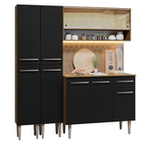 Cocina Integral Emilly 169x186 Marron y Negro Resistente - COCINAS | Bylmo