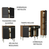 Cocina Integral Emilly Sing Marron y Negro 201x186cm con Mesón y sin Pozuelo - COCINAS | Bylmo