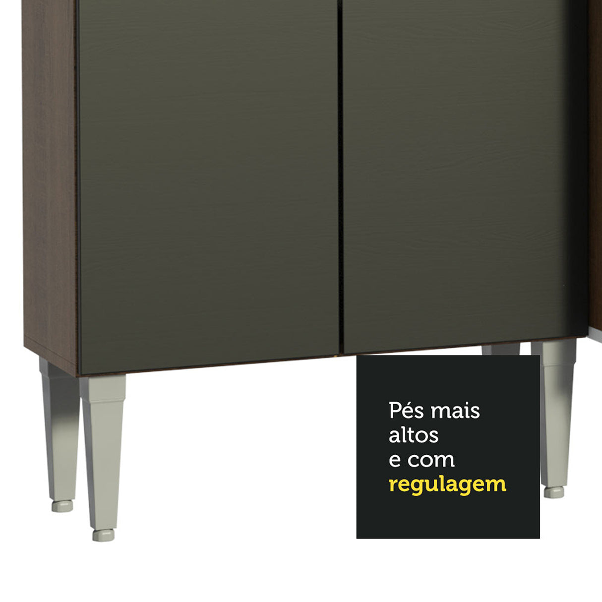 Cocina Integral Emilly Sky Marron y Negro 201x186cm con Mesón y sin Pozuelo - COCINAS | Bylmo