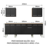 Cocina Integral Emilly King Marron y Negro 233x186cm con Mesón y sin Pozuelo - COCINAS | Bylmo