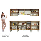Cocina Integral Emilly Wind Marron y Negro 233x186cm con Mesón y sin Pozuelo - COCINAS | Bylmo