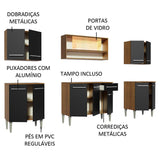 Cocina Integral Emilly Smile Marron y Negro 233x186cm con Mesón y sin Pozuelo - COCINAS | Bylmo