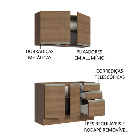 Cocina Integral Glamy Marron 120x225cm sin Mesón y sin Pozuelo - COCINAS | Bylmo