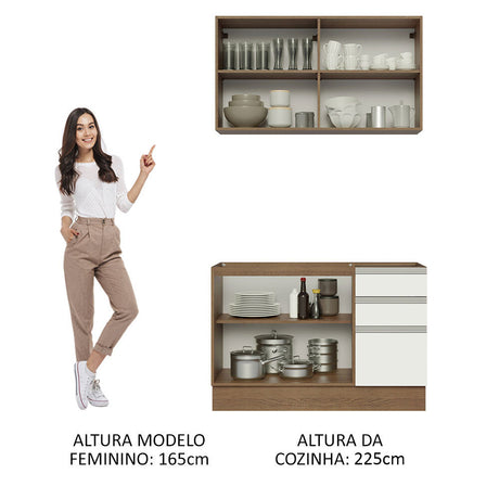 Cocina Integral Glamy Marron y Blanco 120x225cm sin Mesón y sin Pozuelo - COCINAS | Bylmo
